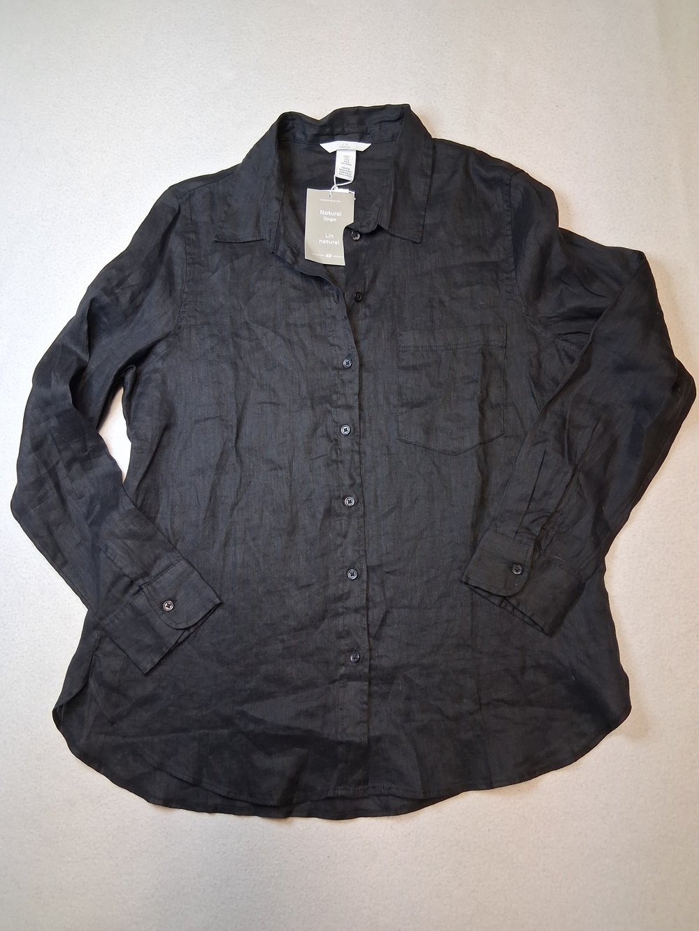 H&M Black Linen Button-Down Shirt